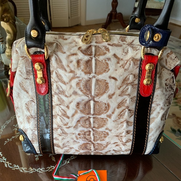 SOLD MARINO ORLANDI AUTHENTIC LEATHER REPTILE EFFECT BA - Picture 6 of 13